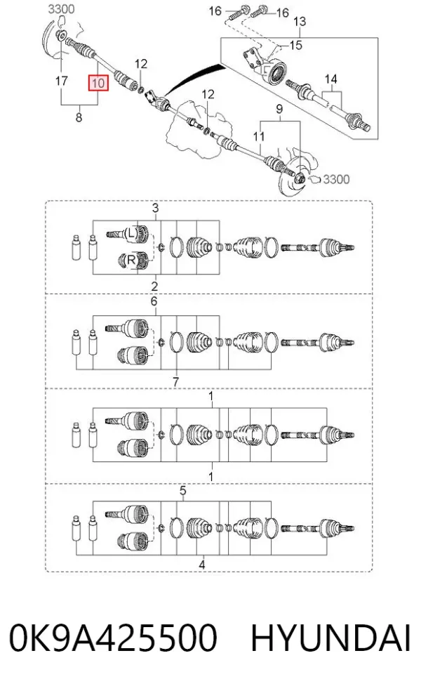 Правая полуось 0K9A425500 Hyundai/Kia