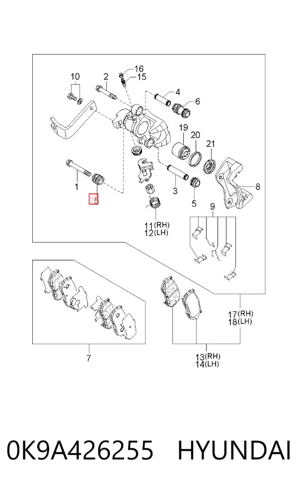 Пыльник направляющей суппорта тормозного заднего 0K9A426255 Hyundai/Kia