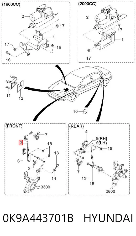 Датчик АБС передний 0K9A443701B Hyundai/Kia