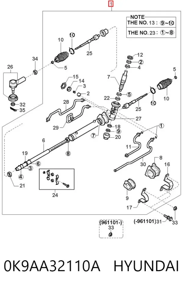 Рулевая рейка 0K9AA32110A Hyundai/Kia