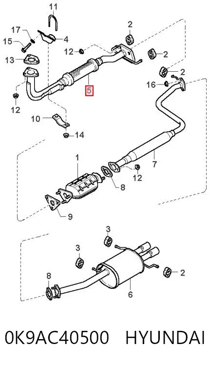 Приёмная труба 0K9AC40500 Hyundai/Kia