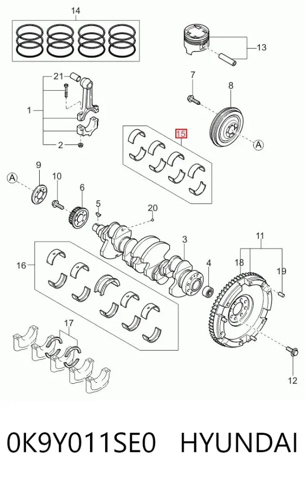 Вкладыши шатунные 0K9Y011SE0 Hyundai/Kia