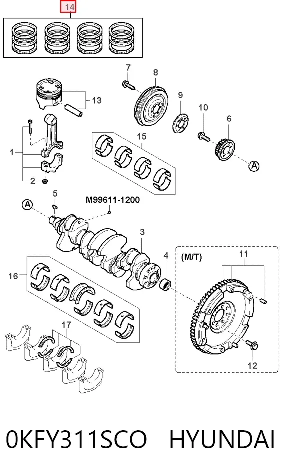 Кольца поршневые 0KFY311SCO Hyundai/Kia