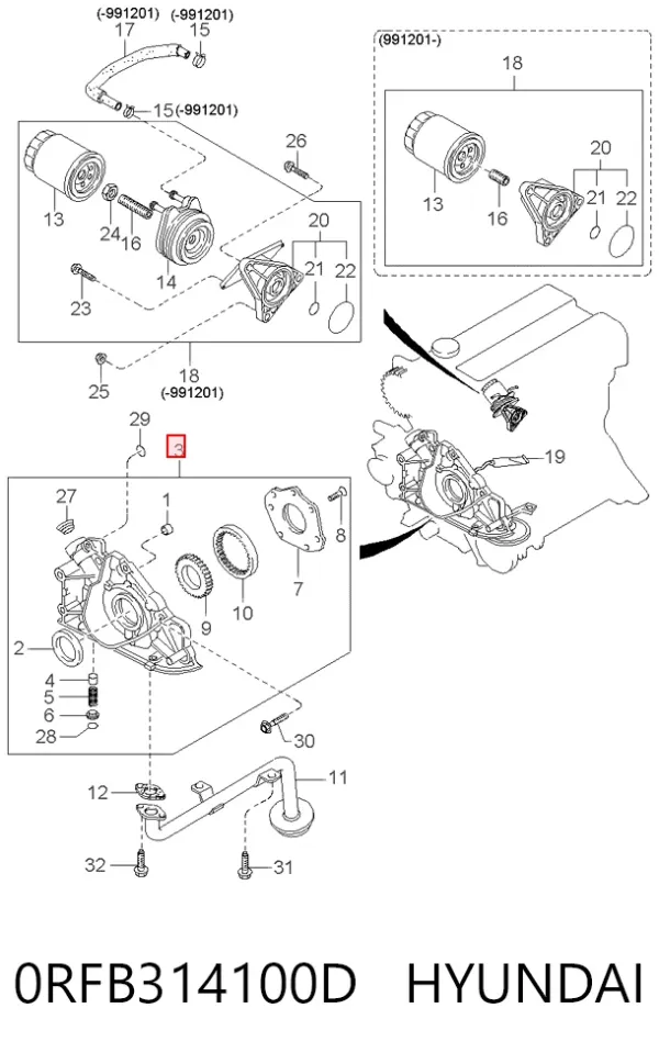 Масляный насос 0RFB314100D Hyundai/Kia