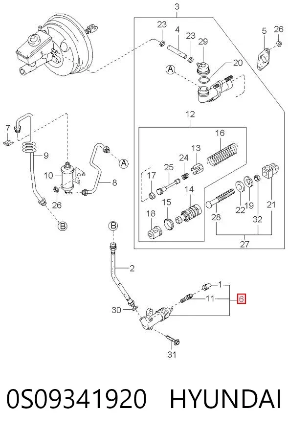 Рабочий цилиндр сцепления 0S09341920 Hyundai/Kia