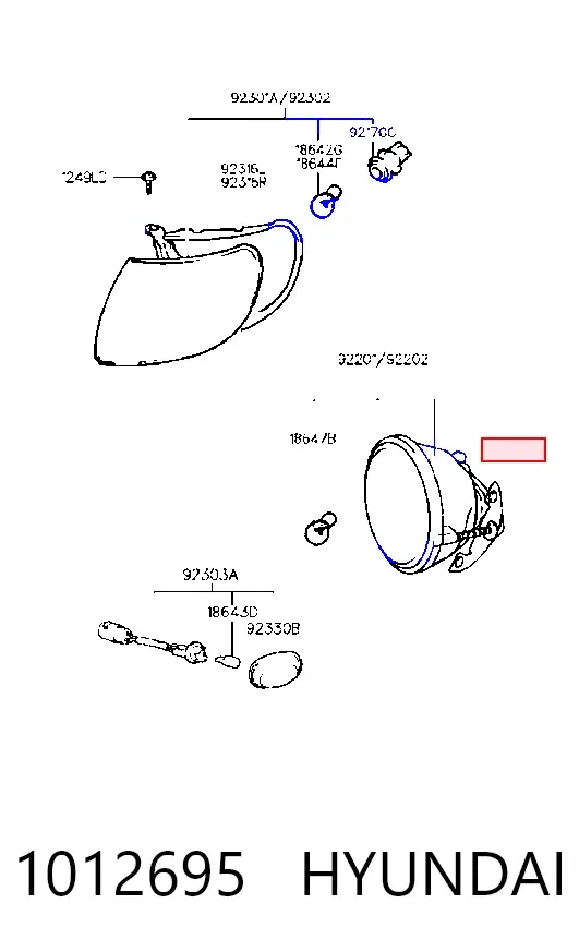 Фара противотуманная правая 1012695 Hyundai/Kia
