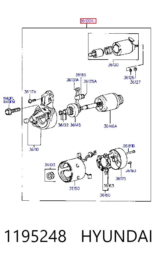 Стартер 1195248 Hyundai/Kia