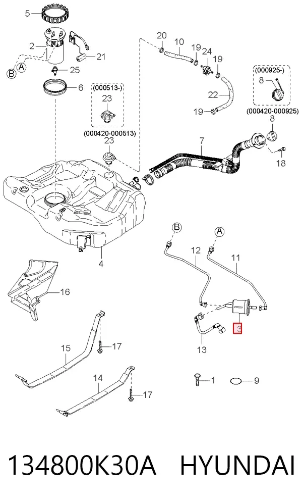 Топливный фильтр 134800K30A Hyundai/Kia