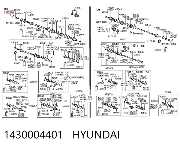 Сальник передней ступицы 1430004401 Hyundai/Kia