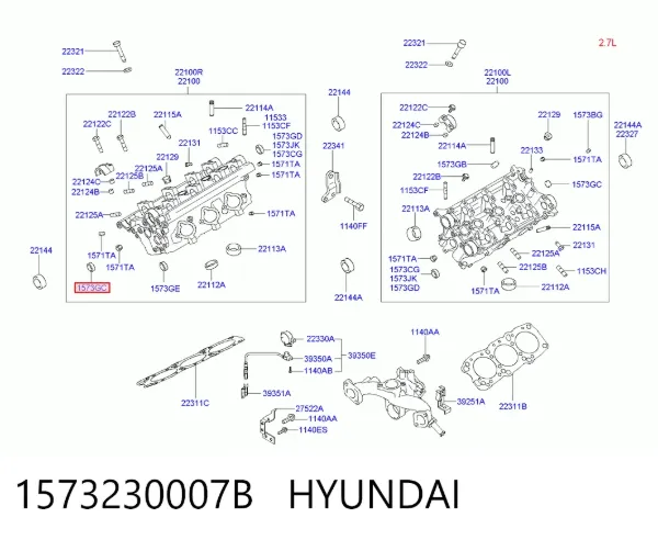 Заглушка ГБЦ 1573230007B Hyundai/Kia