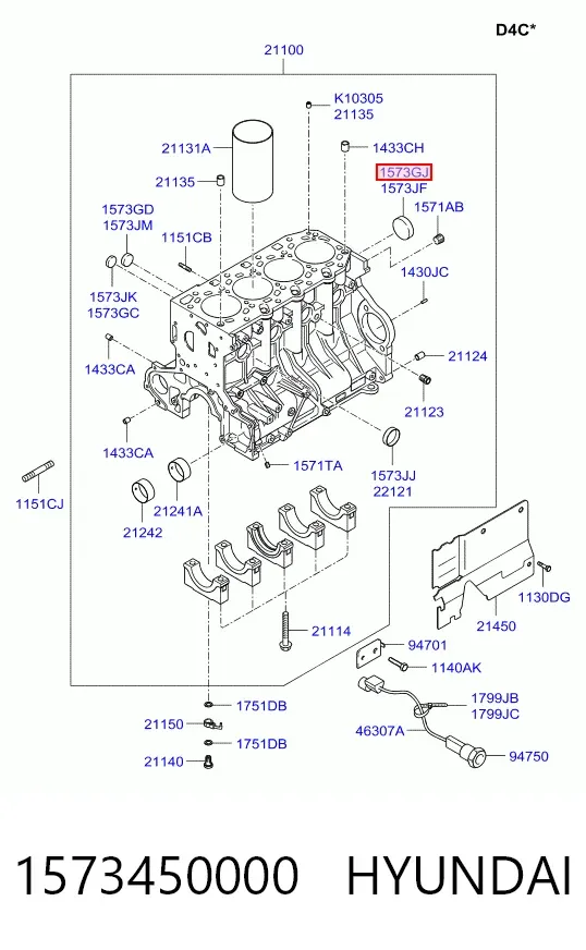 Заглушка ГБЦ 1573450000 Hyundai/Kia