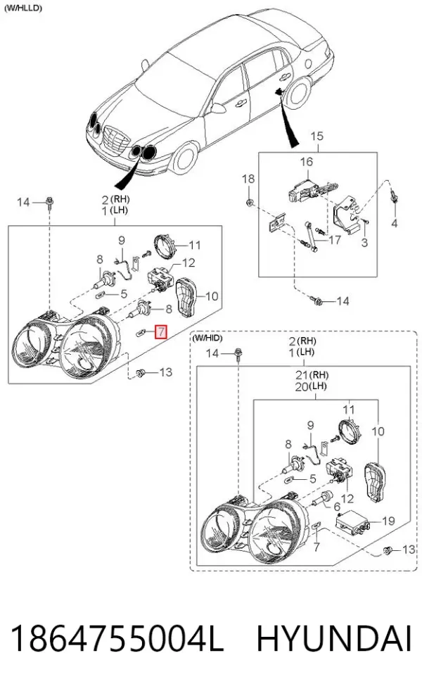 Лампочка галогенная 1864755004L Hyundai/Kia