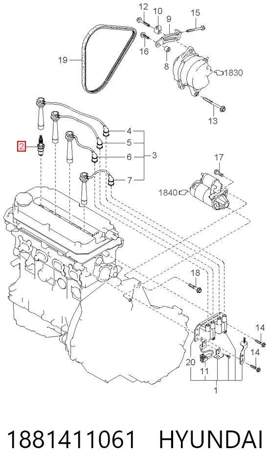 Свечи зажигания 1881411061 Hyundai/Kia
