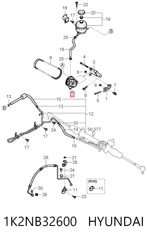 Насос ГУР 1K2NB32600 Hyundai/Kia