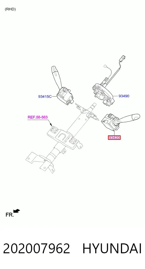 Правый подрулевой переключатель 202007962 Hyundai/Kia