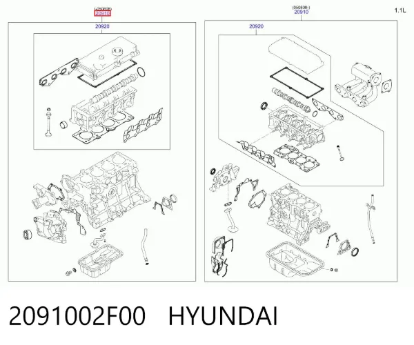 Комплект прокладок 2091002F00 Hyundai/Kia