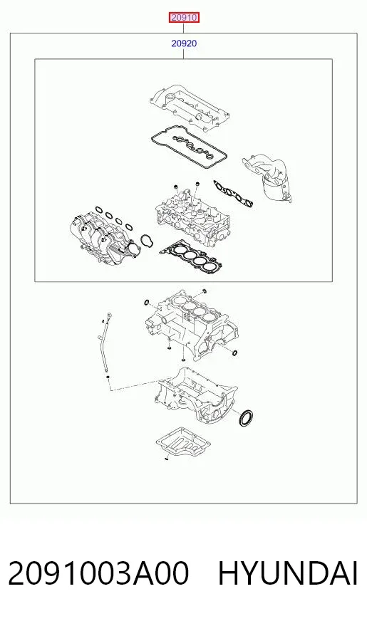 Комплект прокладок 2091003A00 Hyundai/Kia