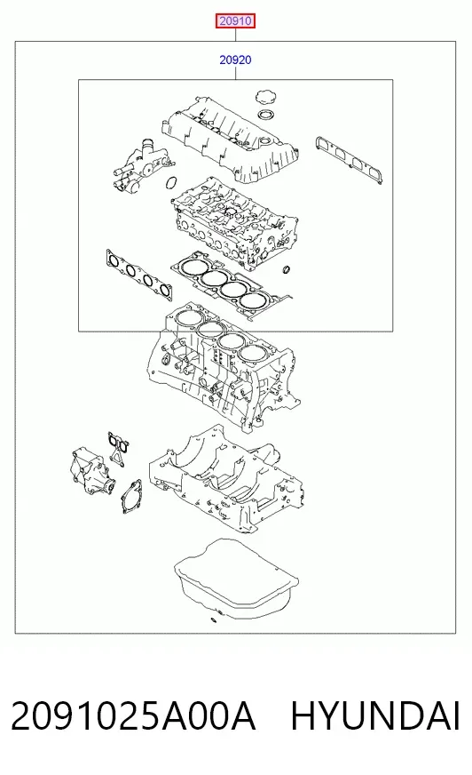 Комплект прокладок 2091025A00A Hyundai/Kia