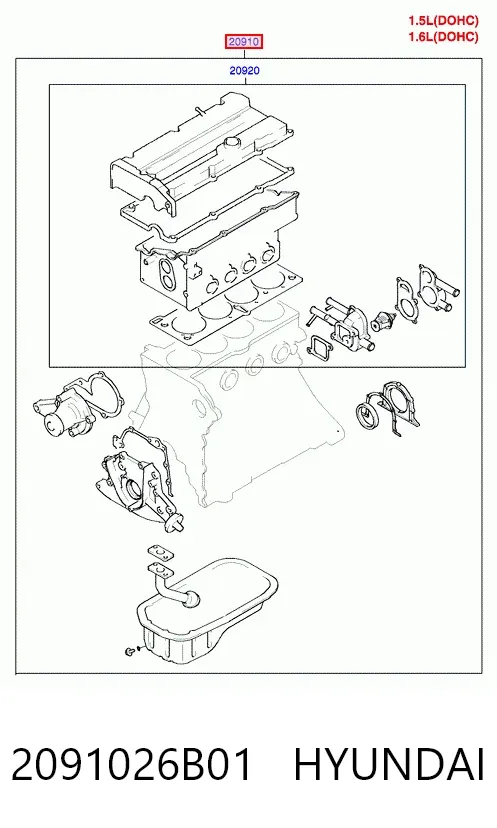 Комплект прокладок 2091026B01 Hyundai/Kia