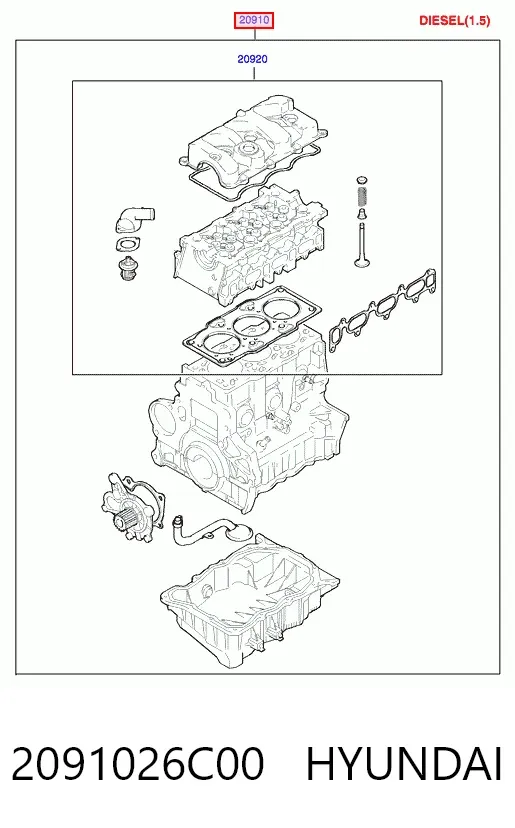 Комплект прокладок 2091026C00 Hyundai/Kia