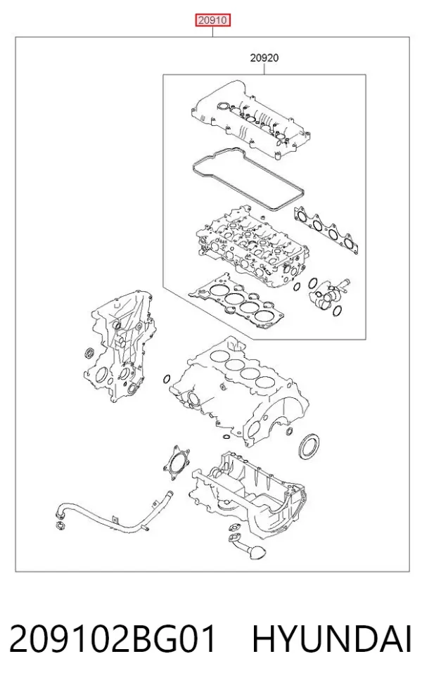 Комплект прокладок 209102BG01 Hyundai/Kia
