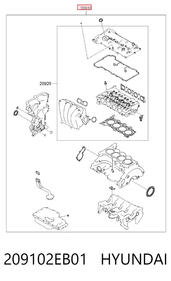 Комплект прокладок 209102EB01 Hyundai/Kia