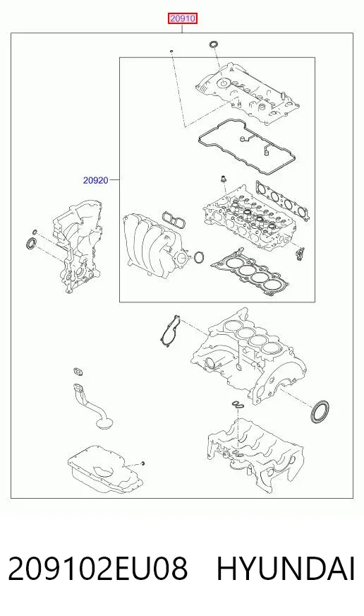 Комплект прокладок 209102EU08 Hyundai/Kia