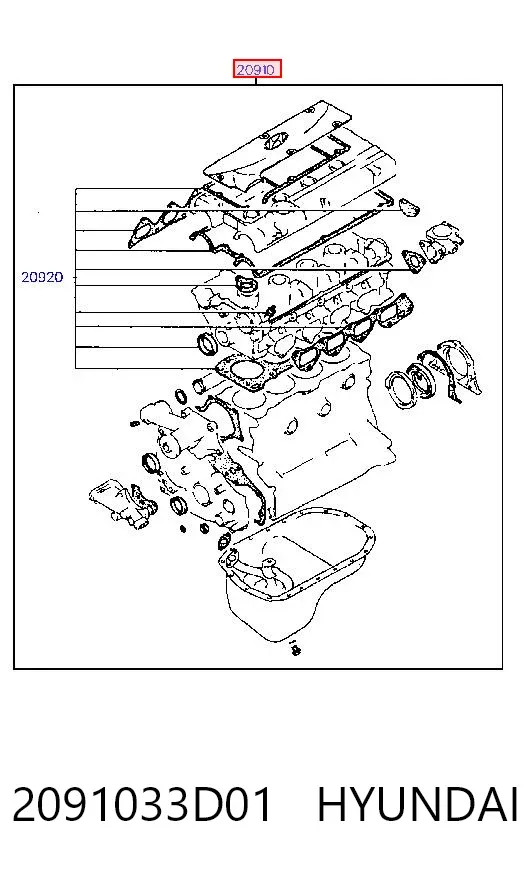 Комплект прокладок 2091033D01 Hyundai/Kia