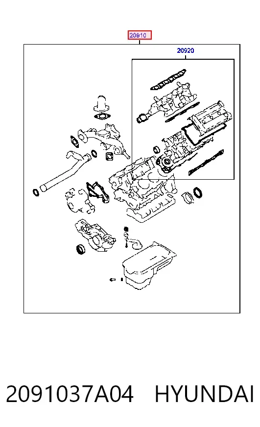 Комплект прокладок 2091037A04 Hyundai/Kia