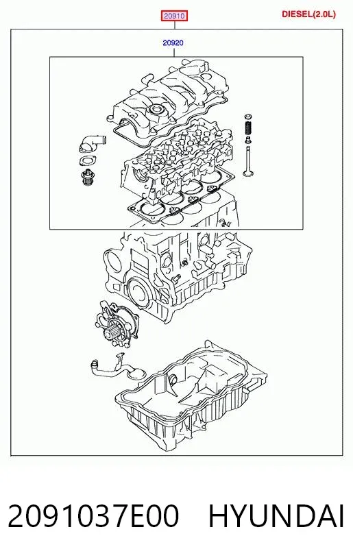 Комплект прокладок 2091037E00 Hyundai/Kia
