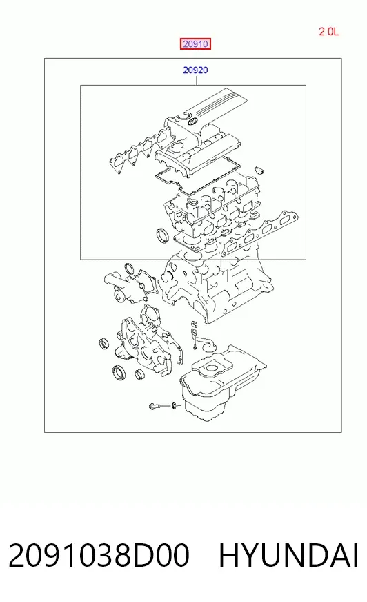 Комплект прокладок 2091038D00 Hyundai/Kia