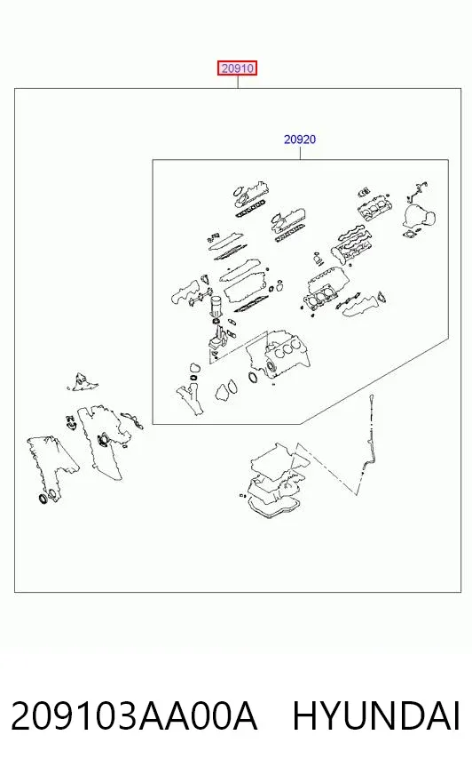 Комплект прокладок 209103AA00A Hyundai/Kia