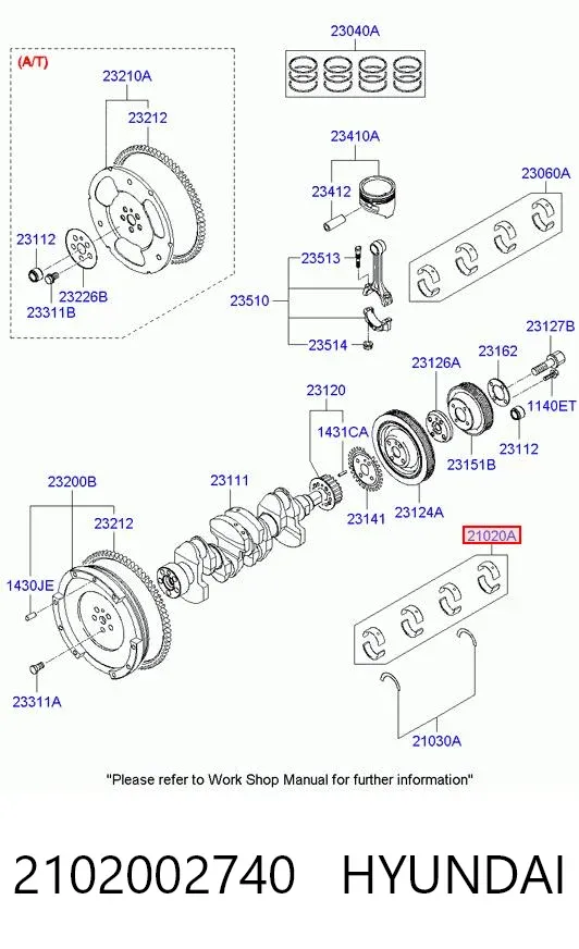 Вкладыши шатунные 2102002740 Hyundai/Kia