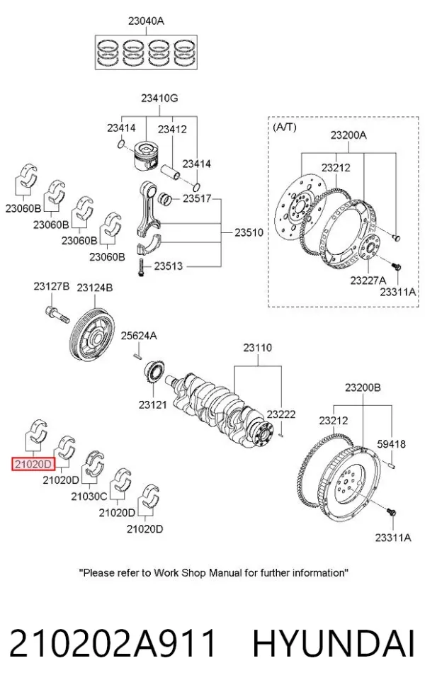 Вкладыши шатунные 210202A911 Hyundai/Kia