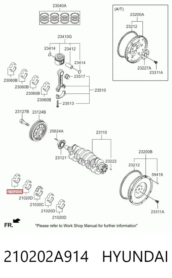 Вкладыши шатунные 210202A914 Hyundai/Kia