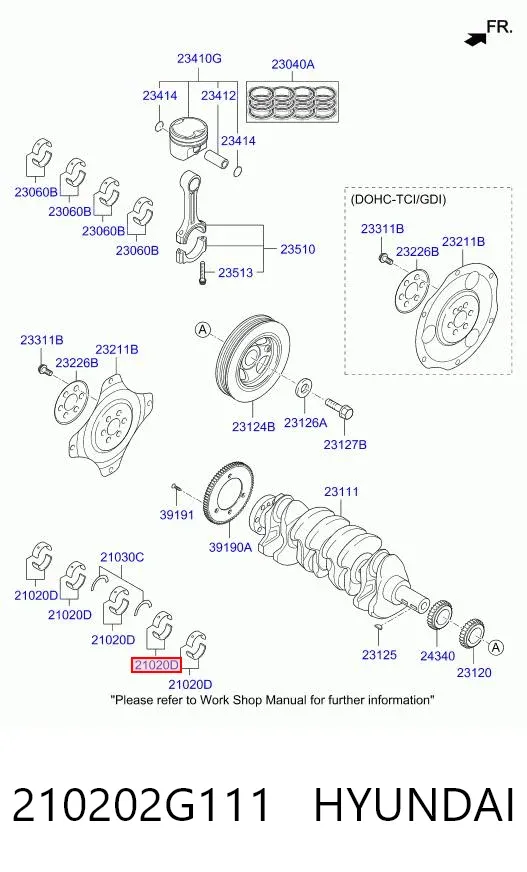 Вкладыши шатунные 210202G111 Hyundai/Kia
