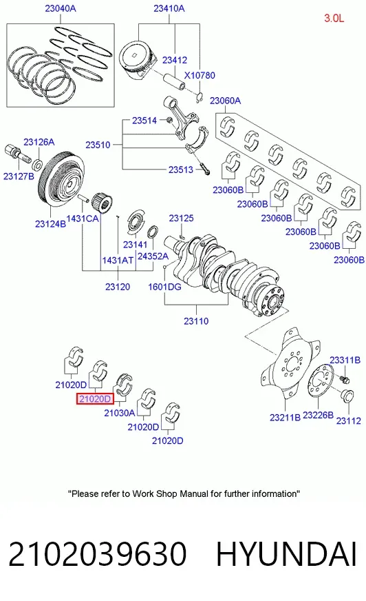 Вкладыши шатунные 2102039630 Hyundai/Kia