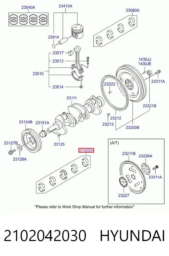 Вкладыши коленвала коренные, комплект, стандарт (STD) KM0100066 KAP