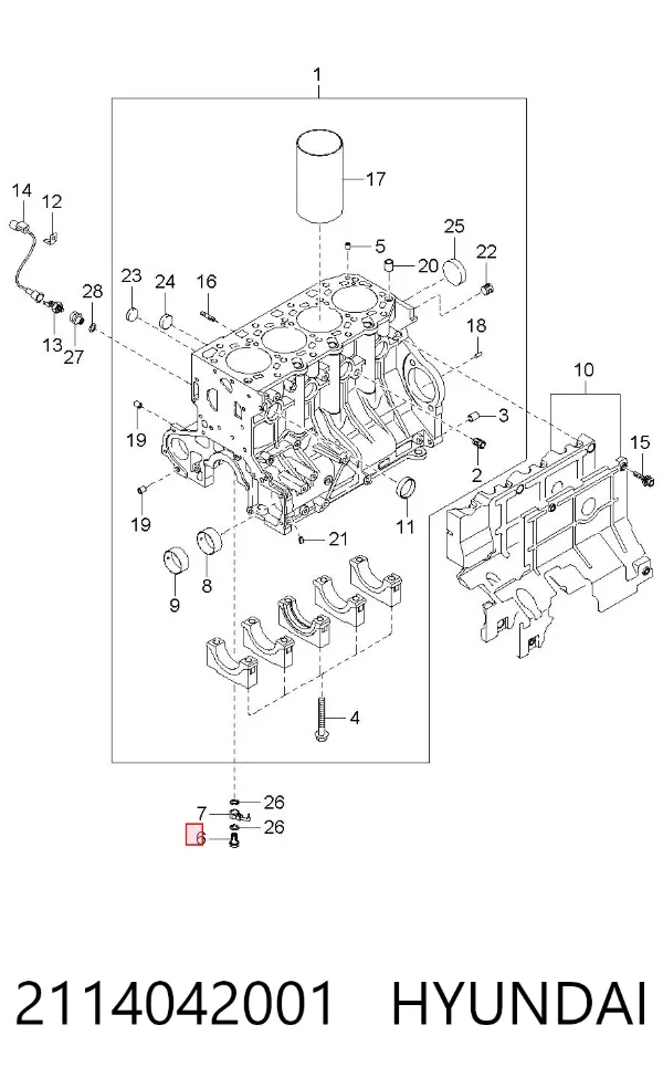 Клапан регулировки давления масла 2114042001 Hyundai/Kia