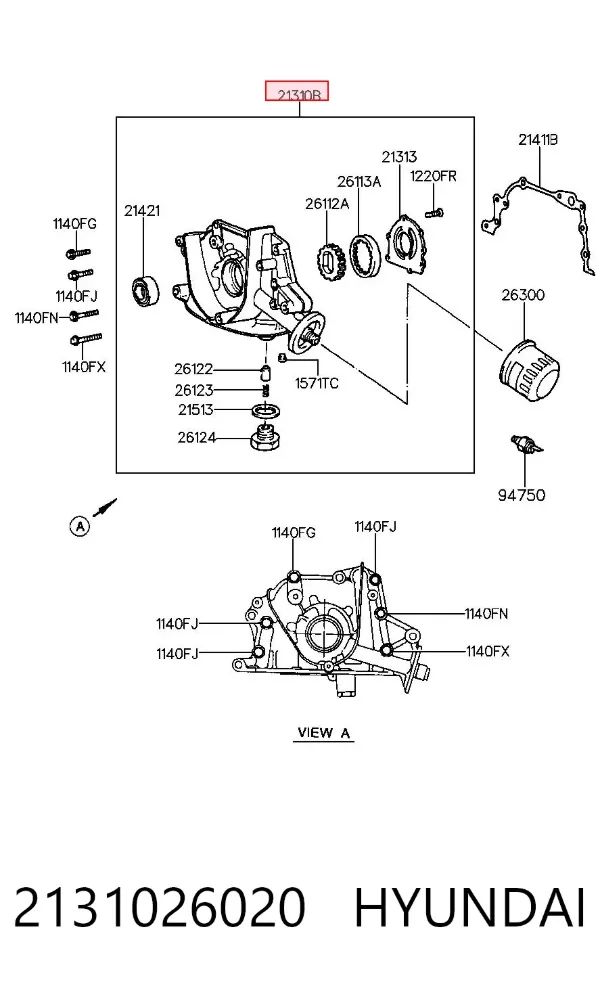 Масляный насос 2131026020 Hyundai/Kia