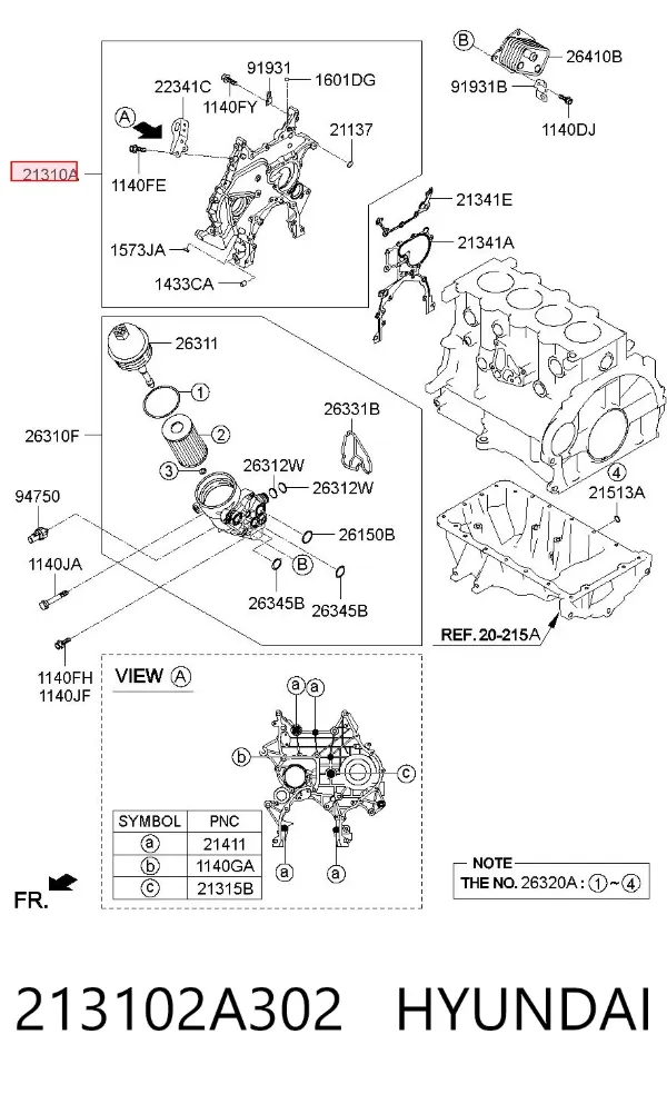 Крышка мотора передняя 213102A302 Hyundai/Kia