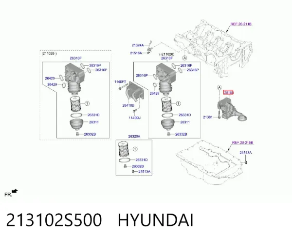 Масляный насос 213102S500 Hyundai/Kia