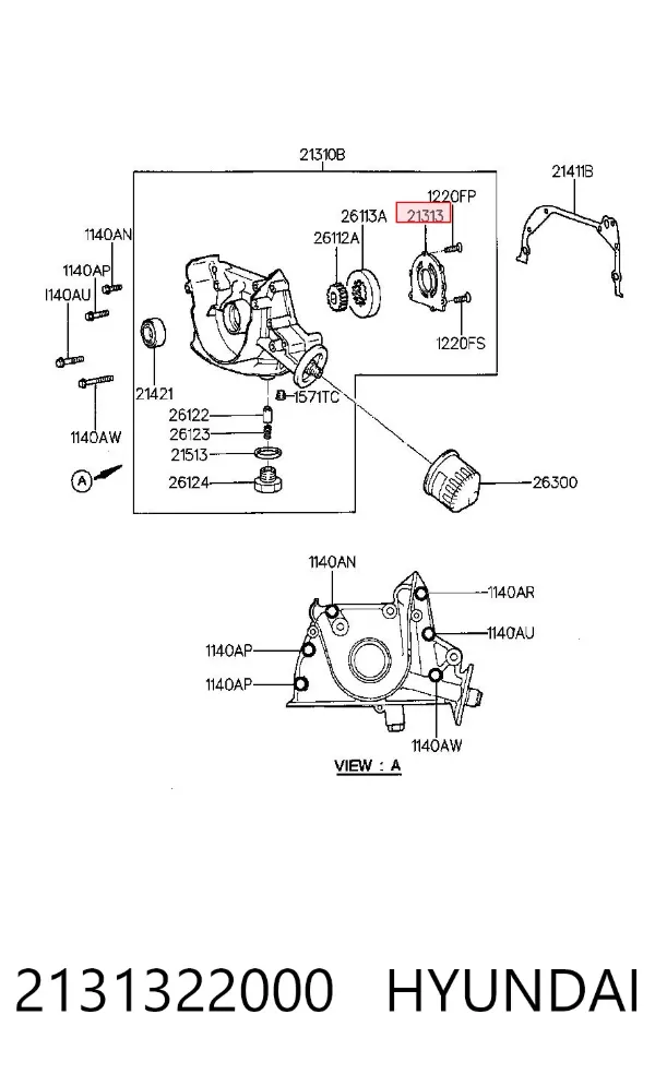 Крышка масляного насоса 2131322000 Hyundai/Kia