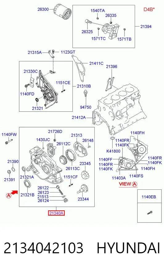 Масляный насос 2134042103 Hyundai/Kia