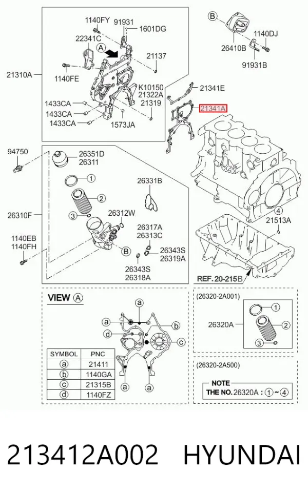 Прокладка передней крышки двигателя нижняя 213412A002 Hyundai/Kia