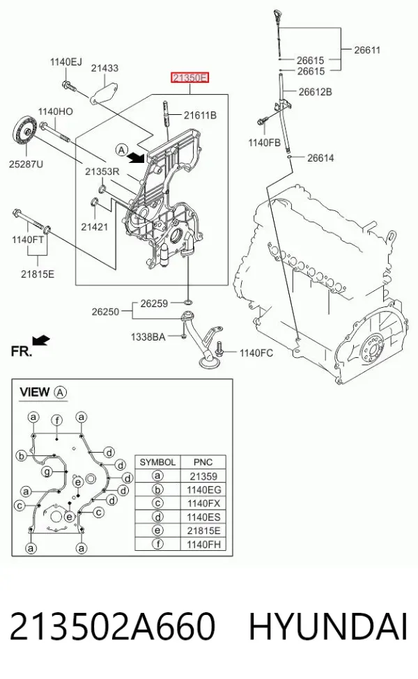 Масляный насос 213502A660 Hyundai/Kia