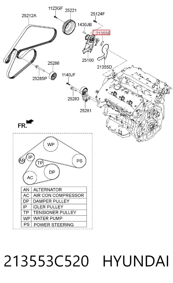 Прокладка водяной помпы 213553C520 Hyundai/Kia