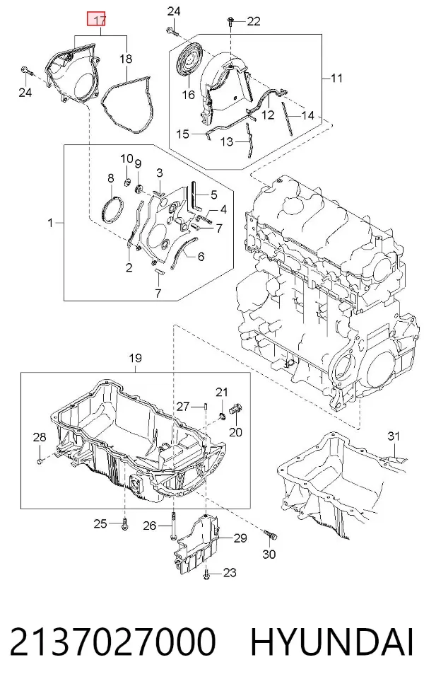 Нижняя защита ремня ГРМ 2137027000 Hyundai/Kia
