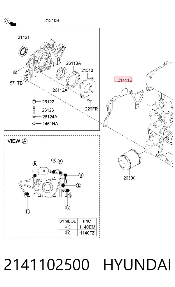 Прокладка масляного насоса 2141102500 Hyundai/Kia