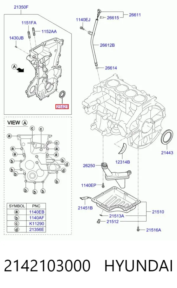 Сальник коленвала 2142103000 Hyundai/Kia